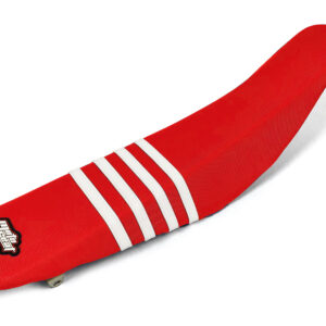 Moto Seat Seat Cover Stripes WHITE RED