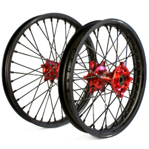 Holeshot Complete Wheel Set 215/160 19/21" REAR FRONT MAT BLACK RED