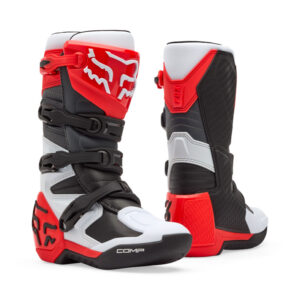 FOX YOUTH COMP BOOT [WHT/FLO RED]