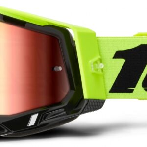 100% RACECRAFT 2 NEON YELLOW MIRROR RED LENS