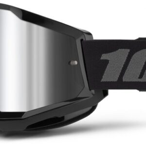 100% STRATA 2 GOGGLE BLACK MIRROR SILVER LENS