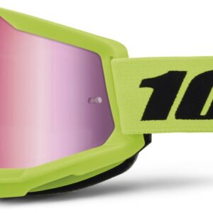 100% STRATA 2 GOGGLE NEON YELLOW MIRROR PINK