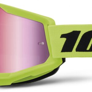100% STRATA 2 JUNIOR GOGGLE YELLOW MIRROR PINK